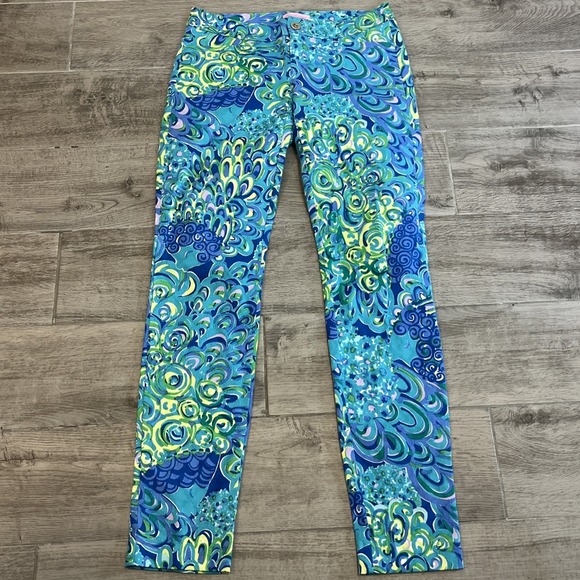 Lilly Pulitzer Pants - Lilly Pulitzer Women's Sea Blue Lilly's Lagoon Kelli Pants Skinny Leg Size 00